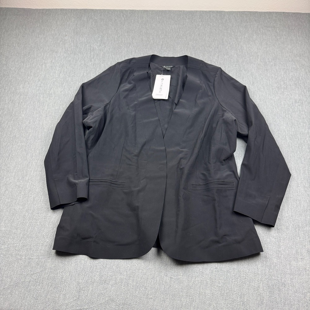 Athleta Blazer Women Plus 24 Black Avenues Single Breast Collarless Stretch Coat